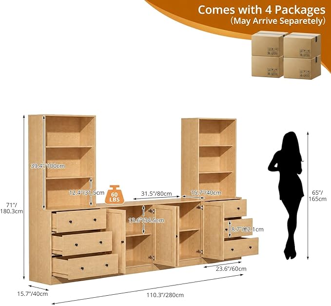 TUSY 71" Large TV Stand Set