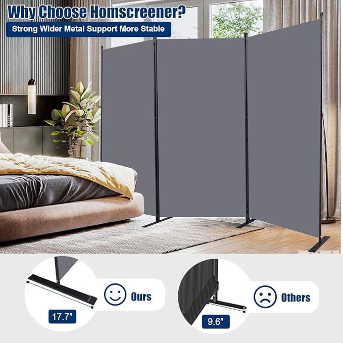Room Divider 6FT Portable Room Dividers and Folding Privacy Screens, 3 Panel