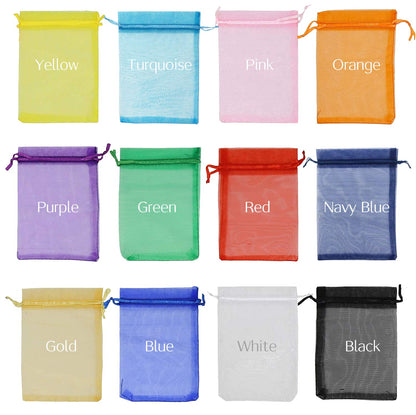 Jexila 120PCS Sheer Organza Bags 5X7 inches Mesh Drawstring Gift Bags Small for Jewelry Wedding Party Baby Shower Favor Bags (Rainbow )