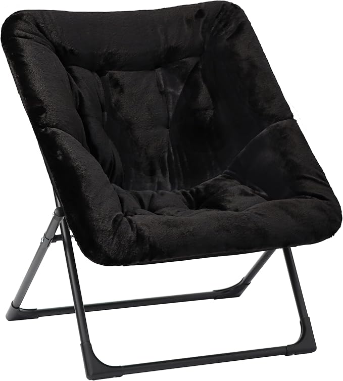 Comfy Saucer Chair for Adults, Soft Faux Fur Bedroom Chair, Accent Dorm Chairs