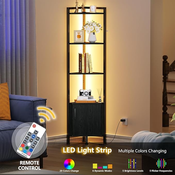 Furnulem Corner Shelf, 5-Tier Corner Cabinet