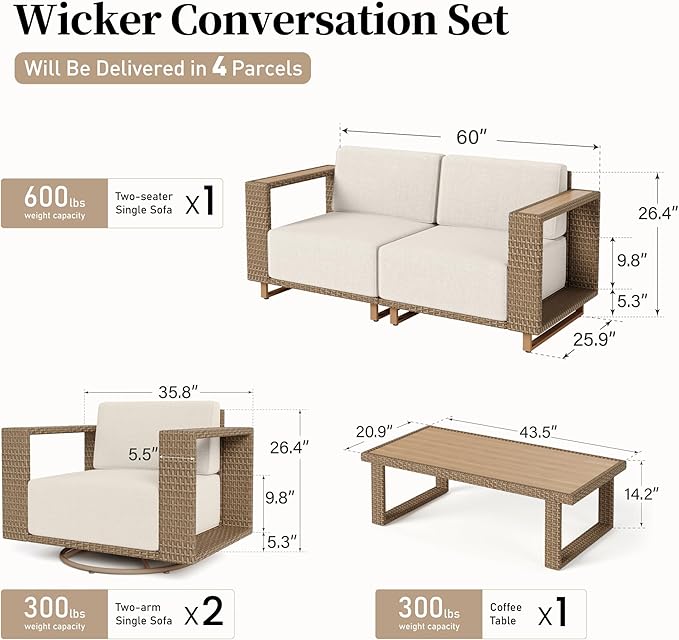 SUNSHINE VALLEY 4 Pieces Patio Furniture Set