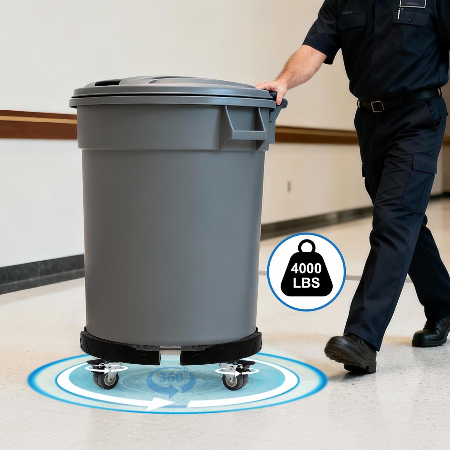 W B D WEIBIDA Trash Can Dolly Wheels Adjustable 15-19 Inch Round Roller with 4 Wheels Drum Cart Heavy Duty 440lbs Keg Truck Large Barrel Dollies Multi Functional Rolling Stand Plant Caddy
