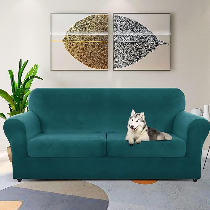 ZNSAYOTX Oversized Velvet 3 Piece Couch Cover