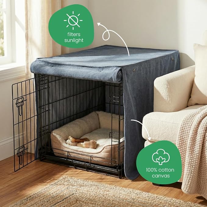 Molly Mutt Dragonstone Dog Crate Cover, GOTS-Certified 100% Organic Cotton Canvas Cover for Dog or Puppy Kennel and Cage, Washable, Free of Harmful Chemicals, Small, Fits 24"x18"x21" Crate