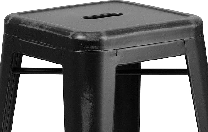 Flash Furniture Kai Commercial Grade 4 Pack 30" High Backless Distressed Black