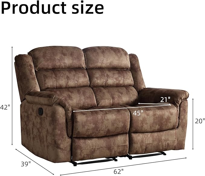 EBELLO Loveseat Recliner Sofa for Living Room, Extra Wide Modern Overstuffed 2