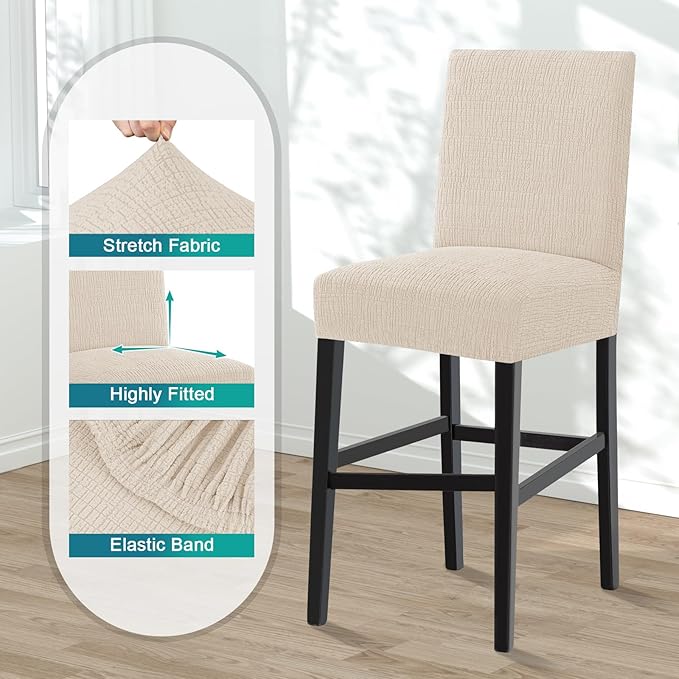 Turquoize 100% Waterproof Bar Stool Cover Stretch Washable Barstool Seat Covers