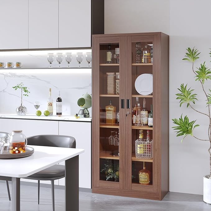 Display Cabinet with Glass Doors, Display Case Cabinet