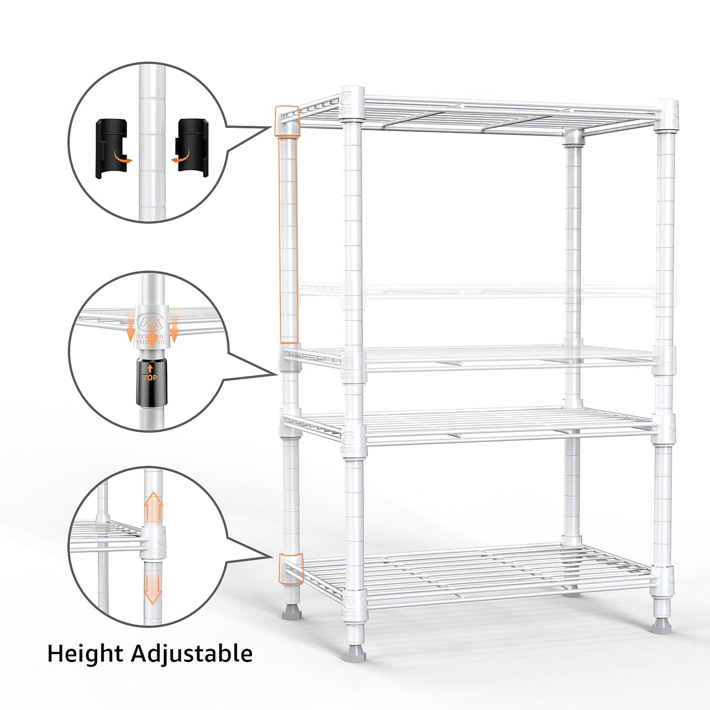 M MZG 450 lbs Wire Storage Shelving 3-Tier Utility Shelving Unit Steel Organizer Wire Rack for Home,Kitchen,Office,White (11.8" D x 17.7" W x 26.4" H)