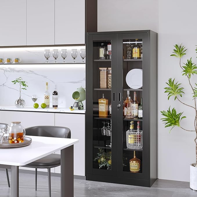 Display Cabinet with Glass Doors, Display Case Cabinet