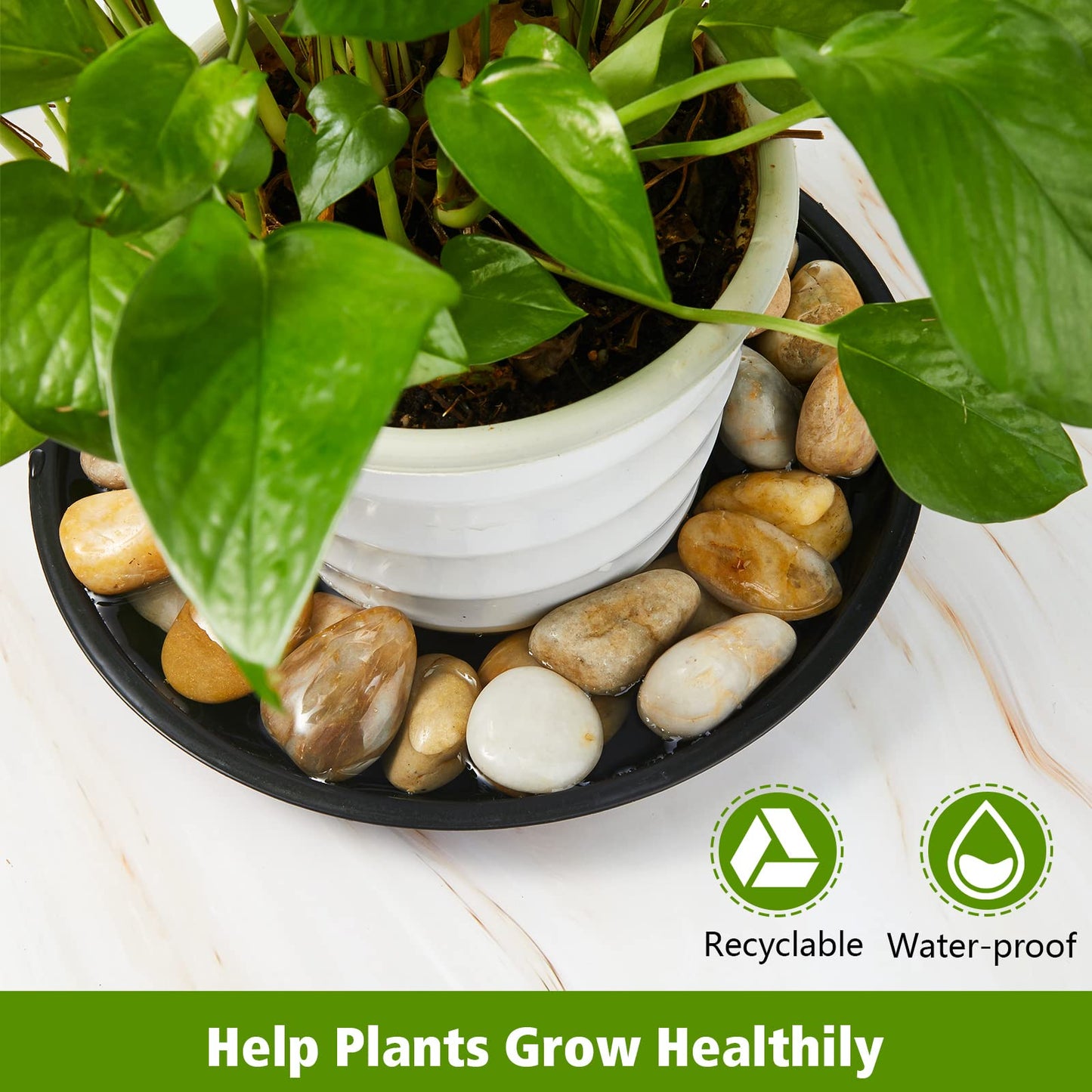 Honeydak 48 Pieces Plant Saucer Potted Plant Trays Round Plastic Drainage Tray Sturdy Drip Flower Saucers for Potted Indoor Outdoor Home Garden, 4/6/ 8/10/ 12/13 inches (Black)