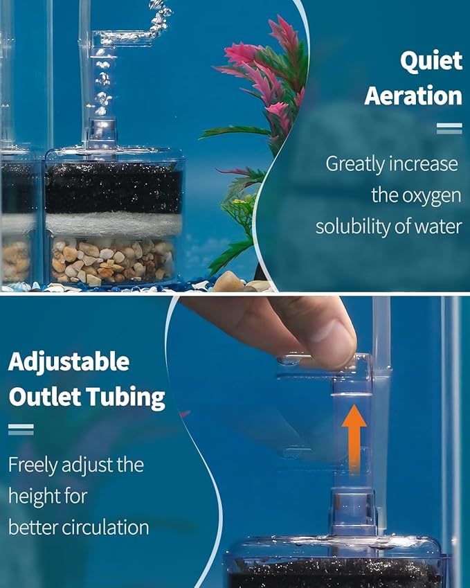 Pawfly Aquarium Corner Sponge Filter Quiet Betta Fry Shrimp and Small Fish Bio Foam Filter with Natural Stones Gravels and Ceramic Rings for Fish Tanks up to 30 Gallons (Air Pump Not Included)