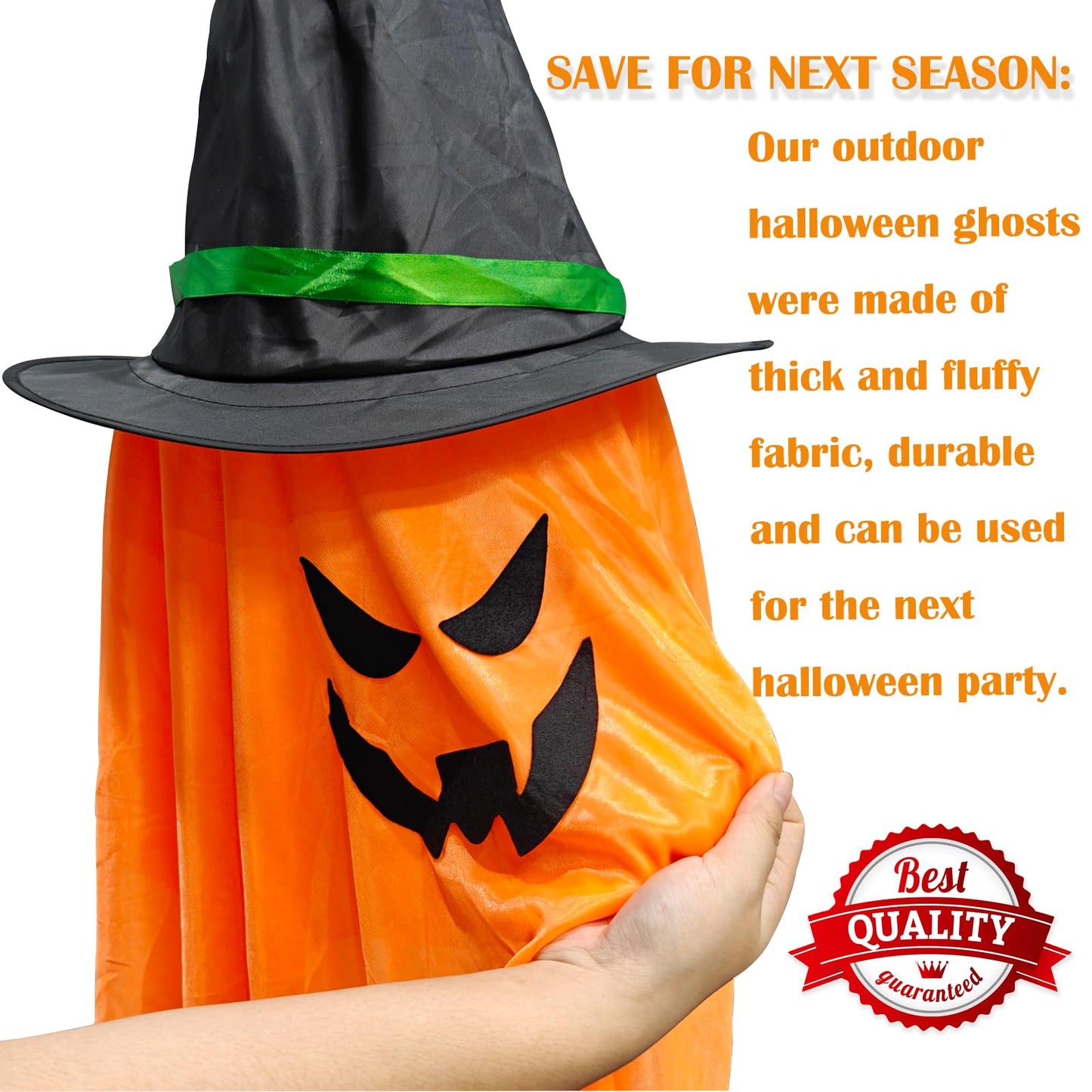 BokingOne Halloween Decoration 2 Pcs Large Halloween Lighted Glowing Ghost Witch Hats, Hanging Ghost Ornaments for Indoor Outdoor Home, Garden, Tree, Yard Party Decor
