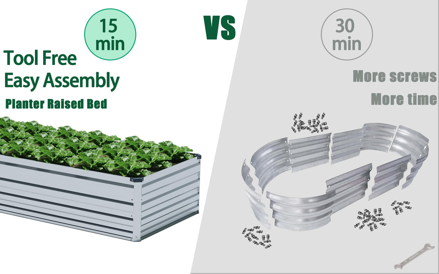 ZUNUDA 10×3×1FT(2PCS) Galvanized Raised Garden Bed Kit Metal Planter Boxes,Large Outdoor Planters Garden for Planting Vegetables,Flowers,Herbs -Silver