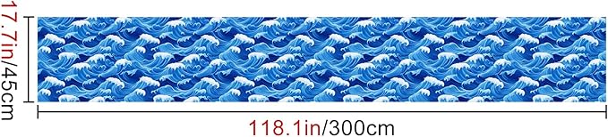 HOMETITUTE Ocean Blue Wave Pattern Wallpaper Peel and Stick Self Adhesive Vinyl