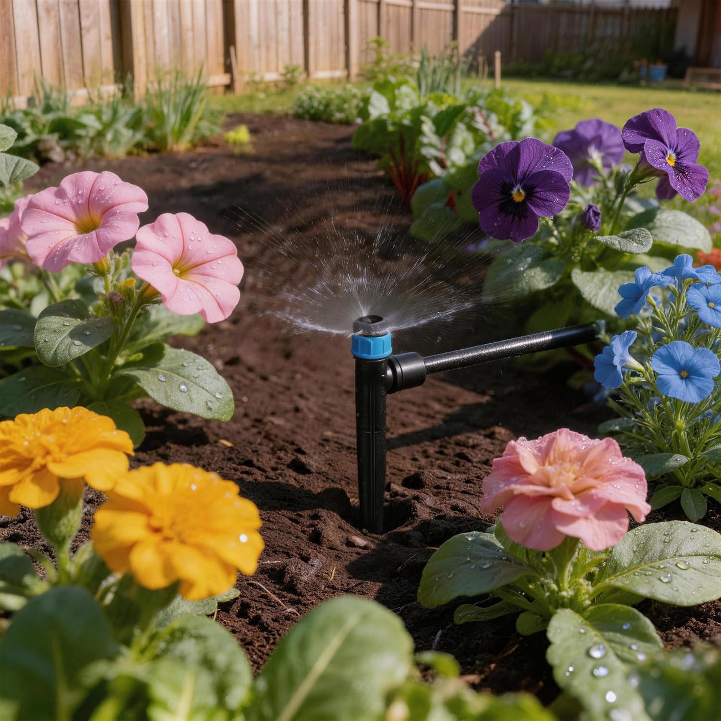 FoxRose 30 Pack Quick Connect 1/4 Inch Drip Irrigation Emitters Fittings, 1/4'' Dripline Push-to-Fit Irrigation Vortex Emitters Adjustable 360 Degree Emitter with Stake for Garden Sprinkler Systems