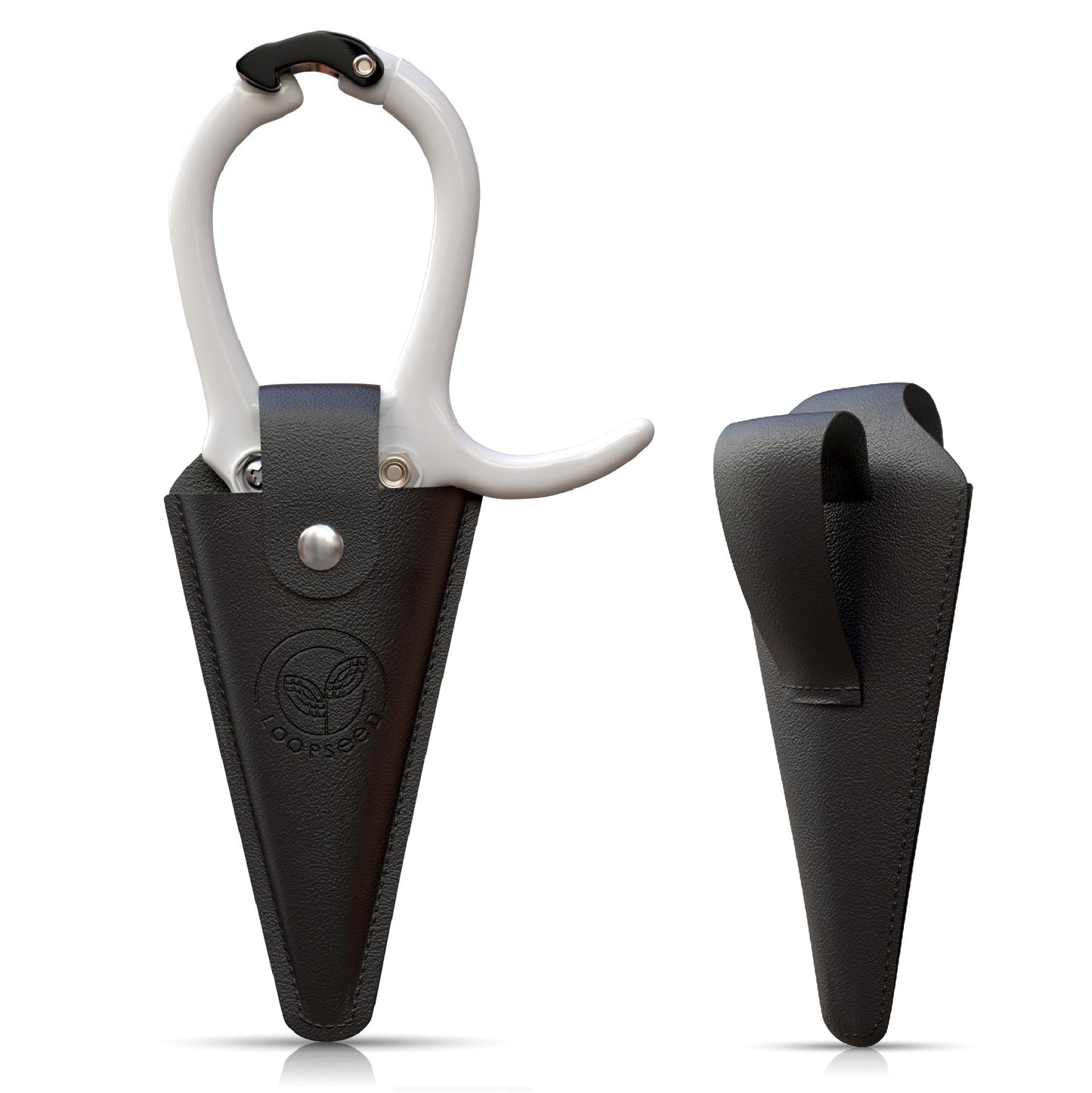 LOOPSEED Plant Pruning Shears with Vegan Leather Sheath Garden Trimming Scissors with Belt Holster Bonsai Trimmers Herb Snips Flower Clippers Garden Tools 2 Piece Bundle (White & Black)