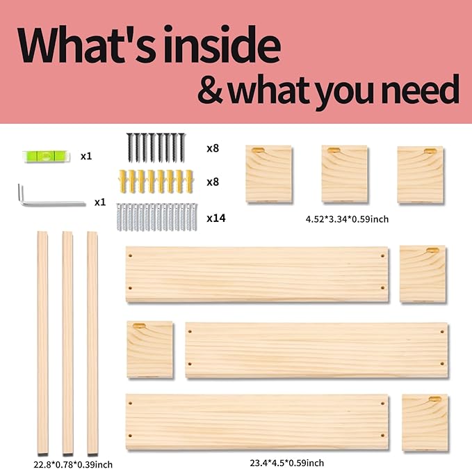 Fixwal Nursery Book Shelves, 23.6 Inch Floating Bookshelves