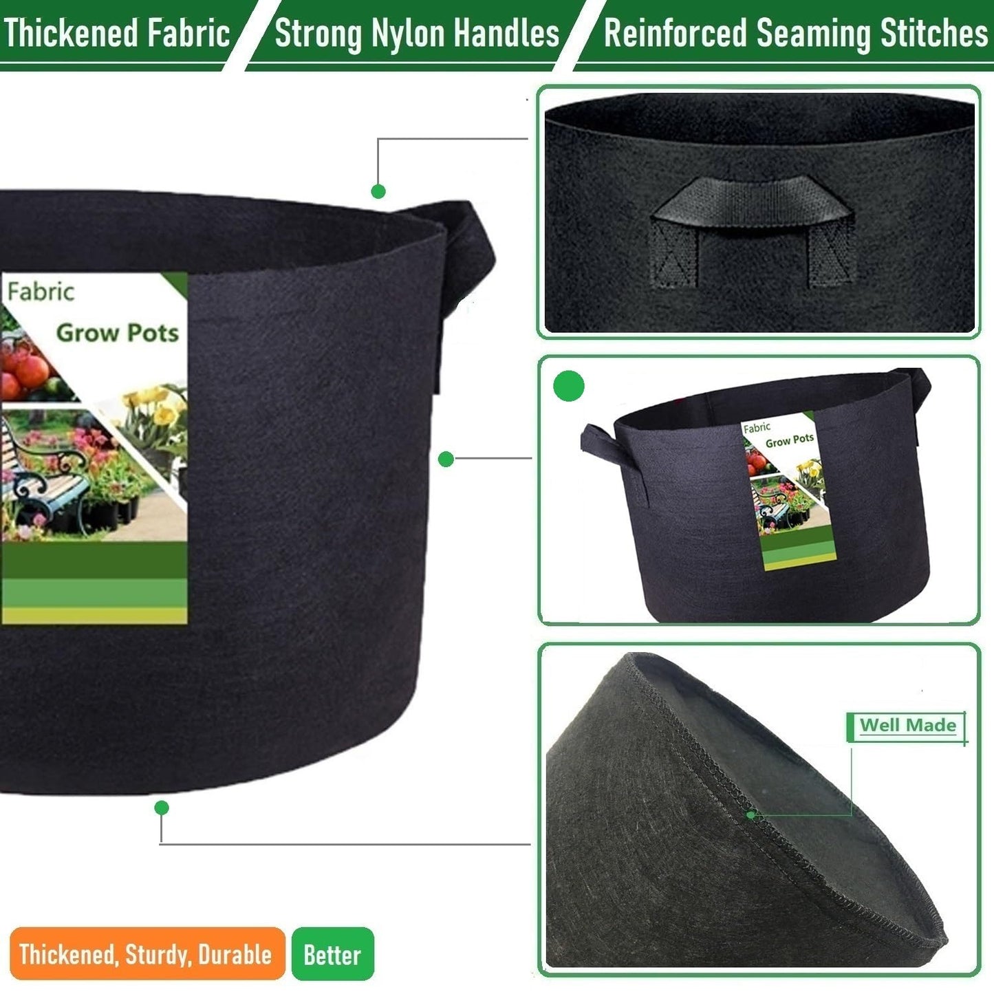 200 Gallon Big Raised Garden Bed Bag (50x24 inch) Large Plant Grow Bag for Tomato,Potato Planter,Herbs Veggies Planter,Flower Bed,Plant Container,Yard Waste,Lawn Debris,Leaf Bag with Gardening Gloves