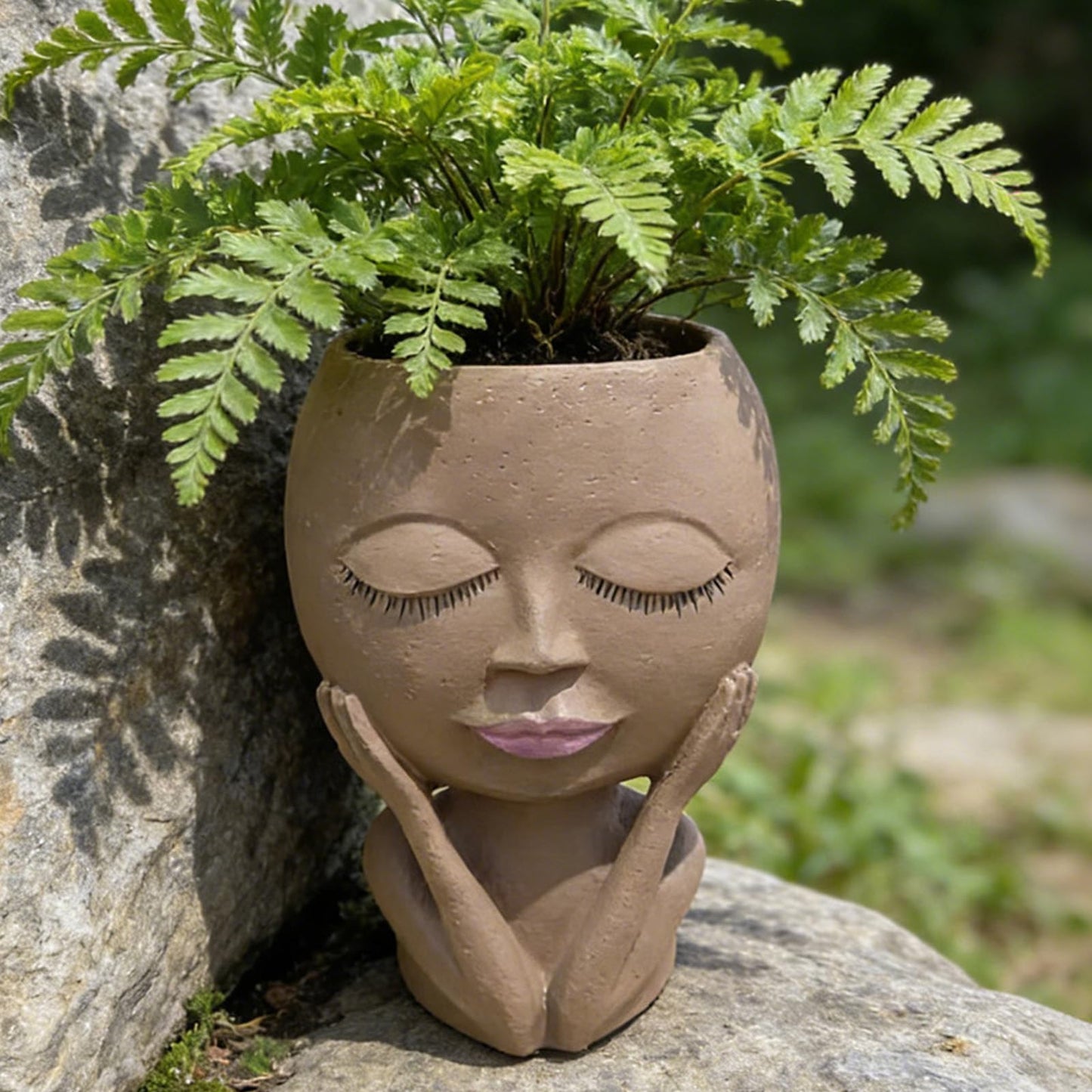 Cute Plant Pots -Face Planters Pots Head Flower Pot,Succulent & Cactus Christmas Planters with Drainage Hole,Creative Home Gardening Decor Plant Gifts for Plant Lovers,Women,Mom,Teacher (Brown)