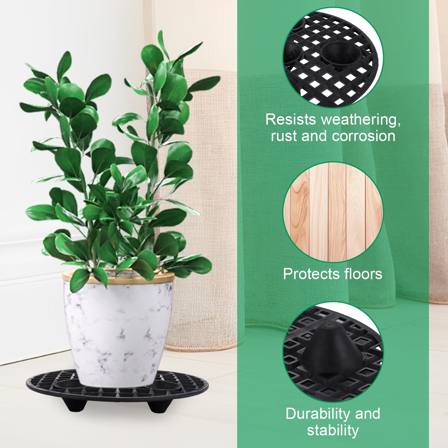 HNBun 18 PCS Plant Level Pot Elevator, 20 cm / 8 Inch Plant Riser Holder Plastic Floor Protector Plant Trivet, Plant Stand Indoor Outdoor for Prevent Rot and Damage on Patio & Deck