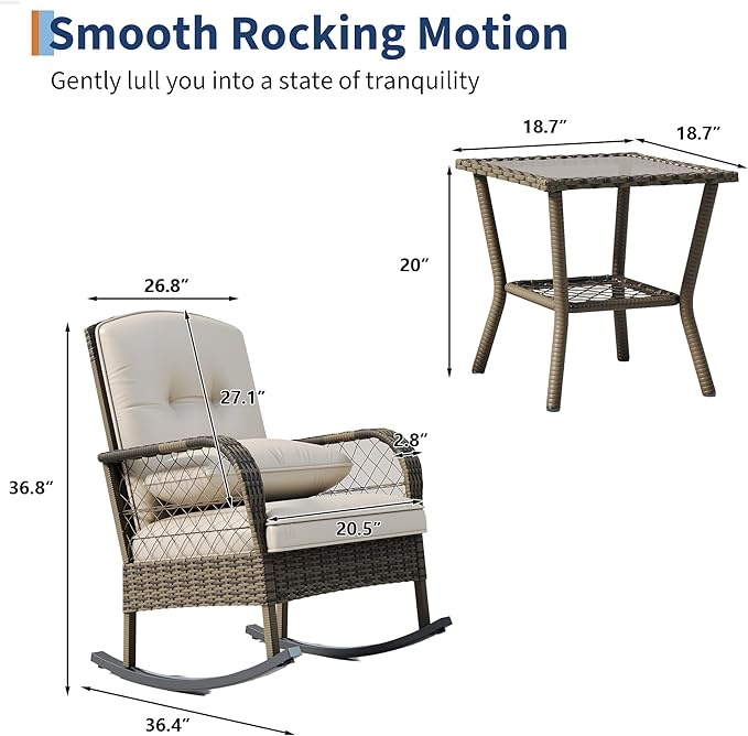 Outdoor Wicker Rocking Chair, Patio Rattan Rocker Chair