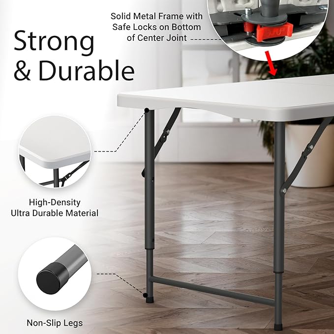 2 Pack of 4 Feet Foldable Table