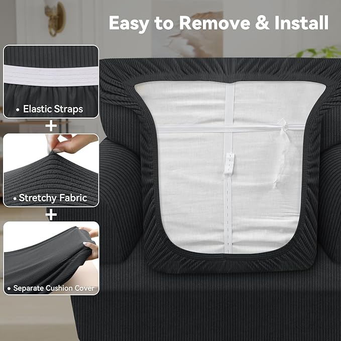 Waterproof Chair Cover with Arms 2-Piece Set Striped Slipcover