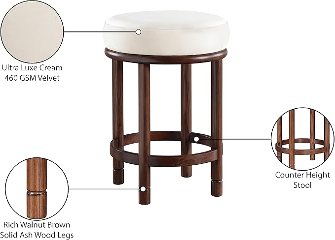 Meridian Furniture 978Cream-C Monette Collection Art Deco Counter Stool