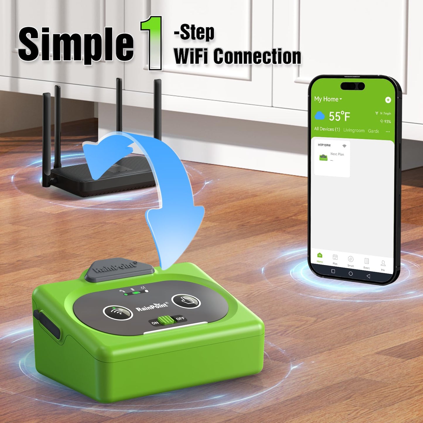 RAINPOINT Direct WiFi Automatic Plant Waterer System,APP Control WiFi-Enable Smart Indoor Drip Irrigation Kit,Rechargeable Battery Backup Local Storage Push&Email Notification Water 10-15 Plants