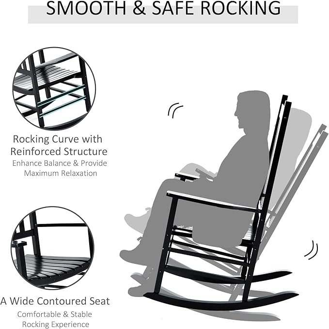 Outsunny Outdoor Rocking Chair, Patio Wooden Rocking Chair