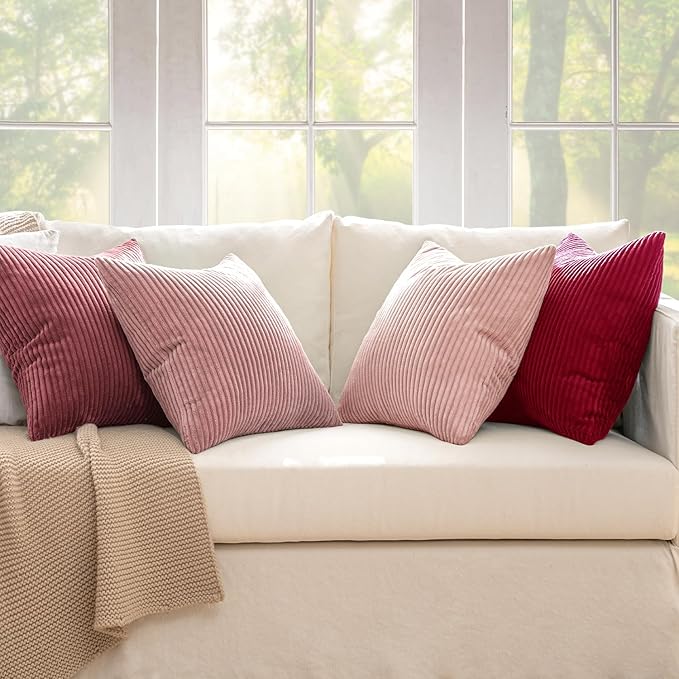 MIULEE Boho Farmhouse Throw Pillow Covers 18x18 Inch Set of 4 Romantic