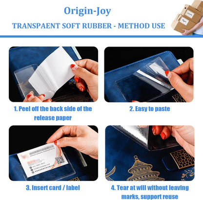 Origin-Joy 25 PCS Self-Adhesive Index Label Pockets, Clear Plastic Peel & Stick Card Holders with Top Open for Loading (10 x 4 inch)