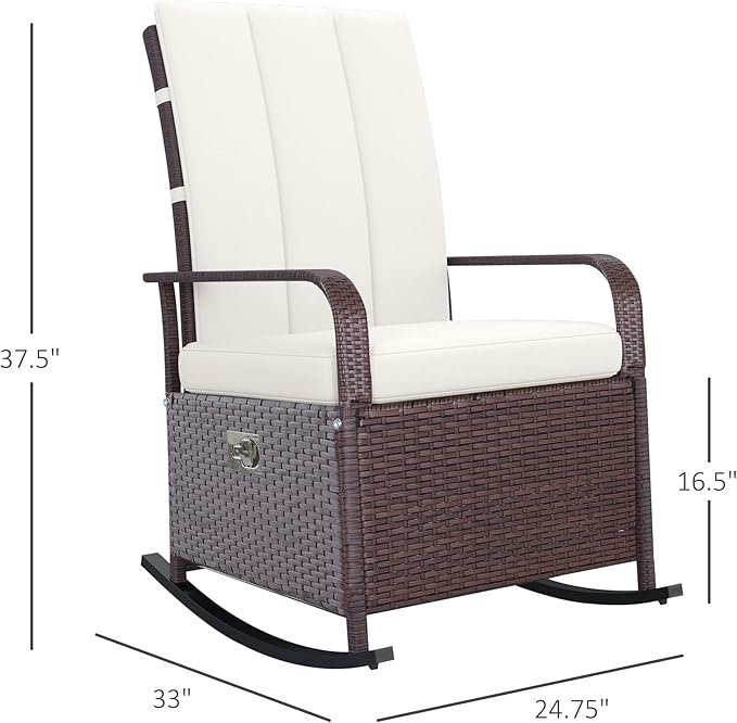 Outsunny Wicker Outdoor Rocking Chair, Patio Recliner