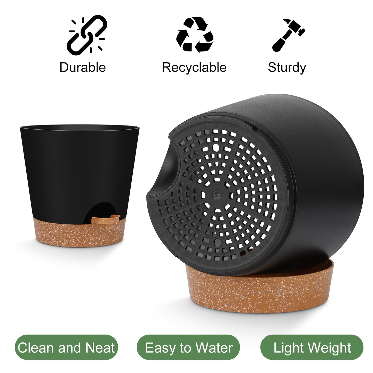 YNNICO Indoor Self Watering Planters with Drainage Holes and Saucers