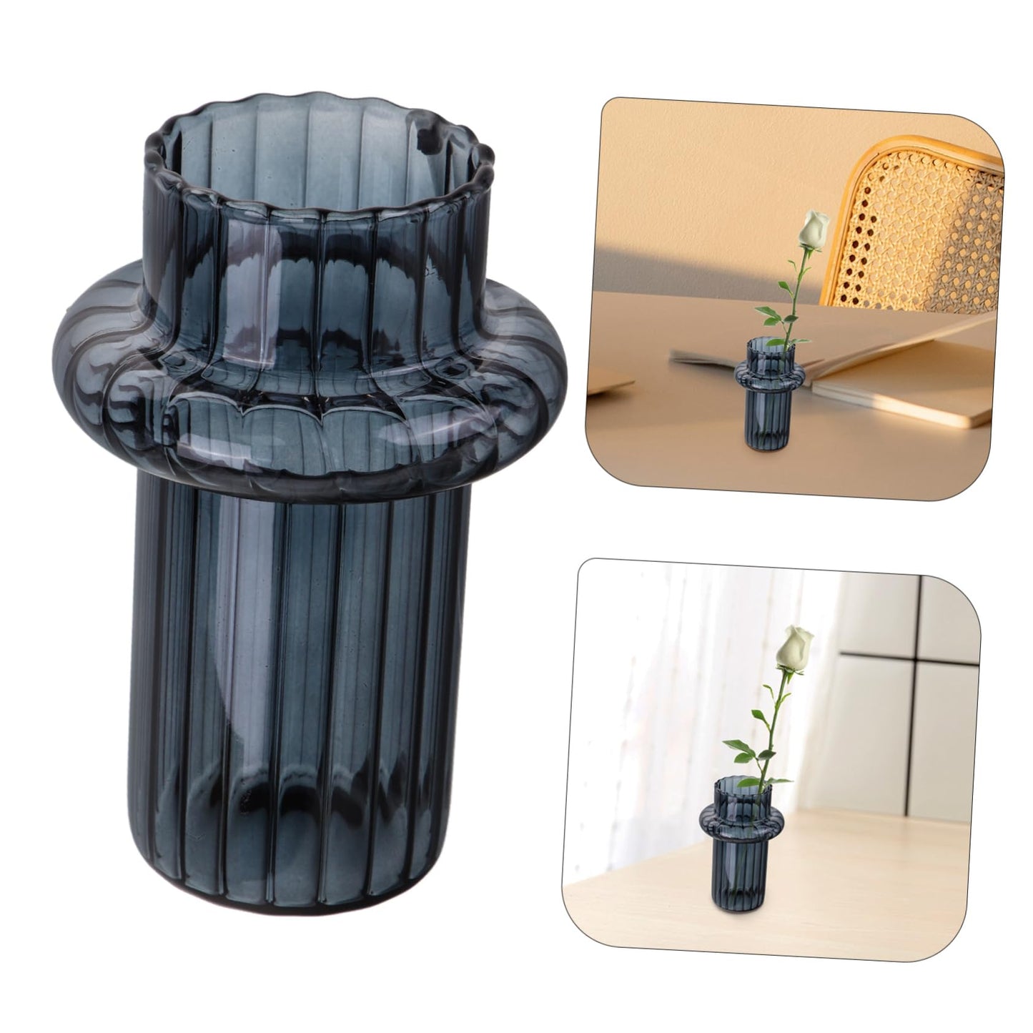 GANAZONO Glass Hydroponic Vase for Desktop Decoration Minimalist Style Terrarium Plant Holder for Decor