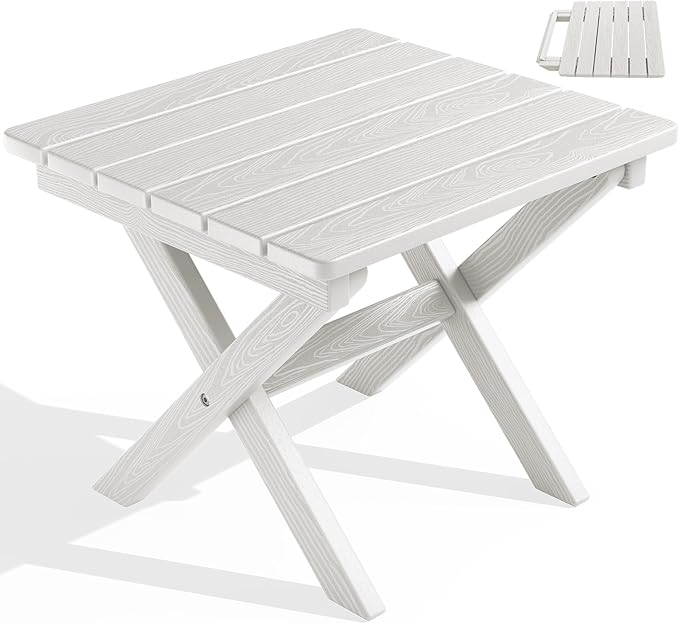 SERWALL Portable Folding Adirondack Table, HDPE Material Outdoor End Table