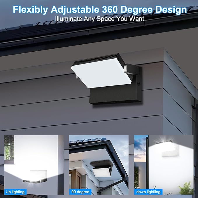 Modern Sleek LED Flood Light 120W, 360° Rotatable Outdoor Security Areas Lighting, 14200LM 5000K Waterproof Wall Pack for Yard,Building,Driveway,Car Lot (4Pack)