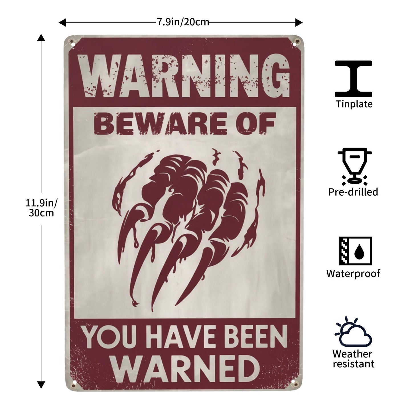 8x12 Inch Metal Sign Halloween Warning Beware You Have Been Warned Retro Wall Decor For Front Entry Porch Hallway Garage Party Room And Halloween Wall Display Spaces