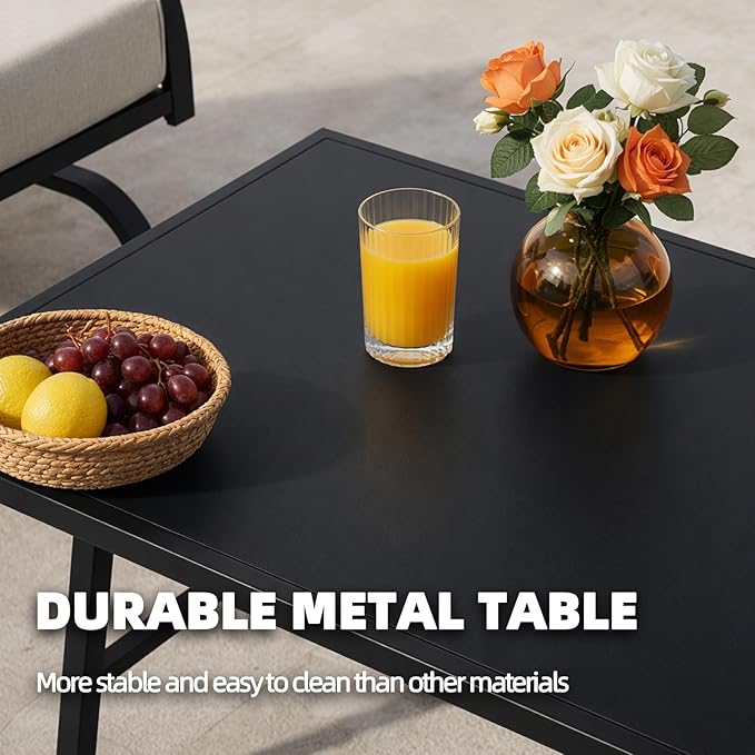 ALAULM 4 Piece Patio Furniture Set, Outdoor Metal Patio Furniture
