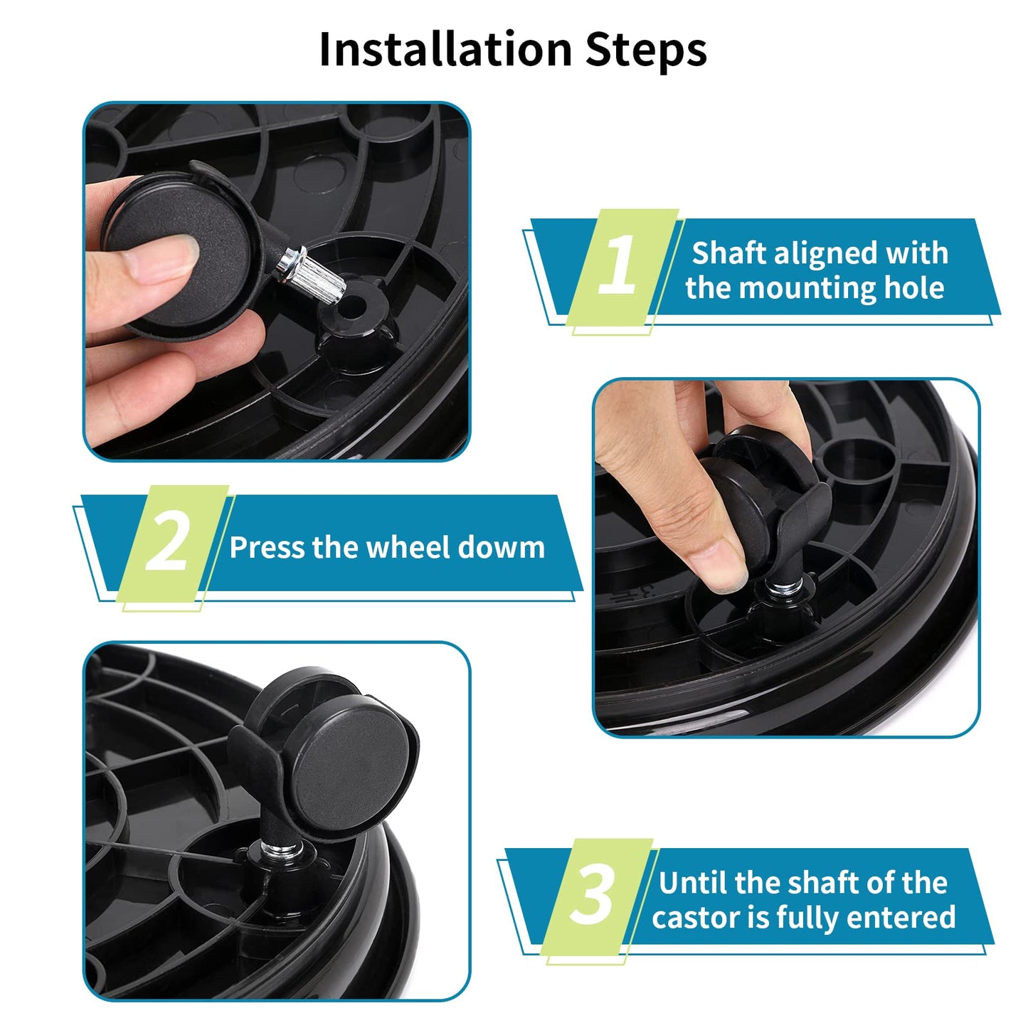 Skelang 13" Plant Caddy, Movable Plant Stand Pot Saucer, Plant Pallet Tray Trolley with Casters, Plant Dolly for Garden Planter, Deck Potted Plant, Each Load Capacity 125 Lbs, Pack of 2 (Black)