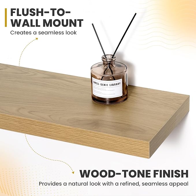 Acovy 55 Inch Floating Shelves, 9.3" Deep Floating Shelf Wall Mounted, Rustic
