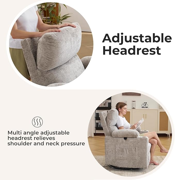 Oversized Power Recliner Chair Swivel Glider