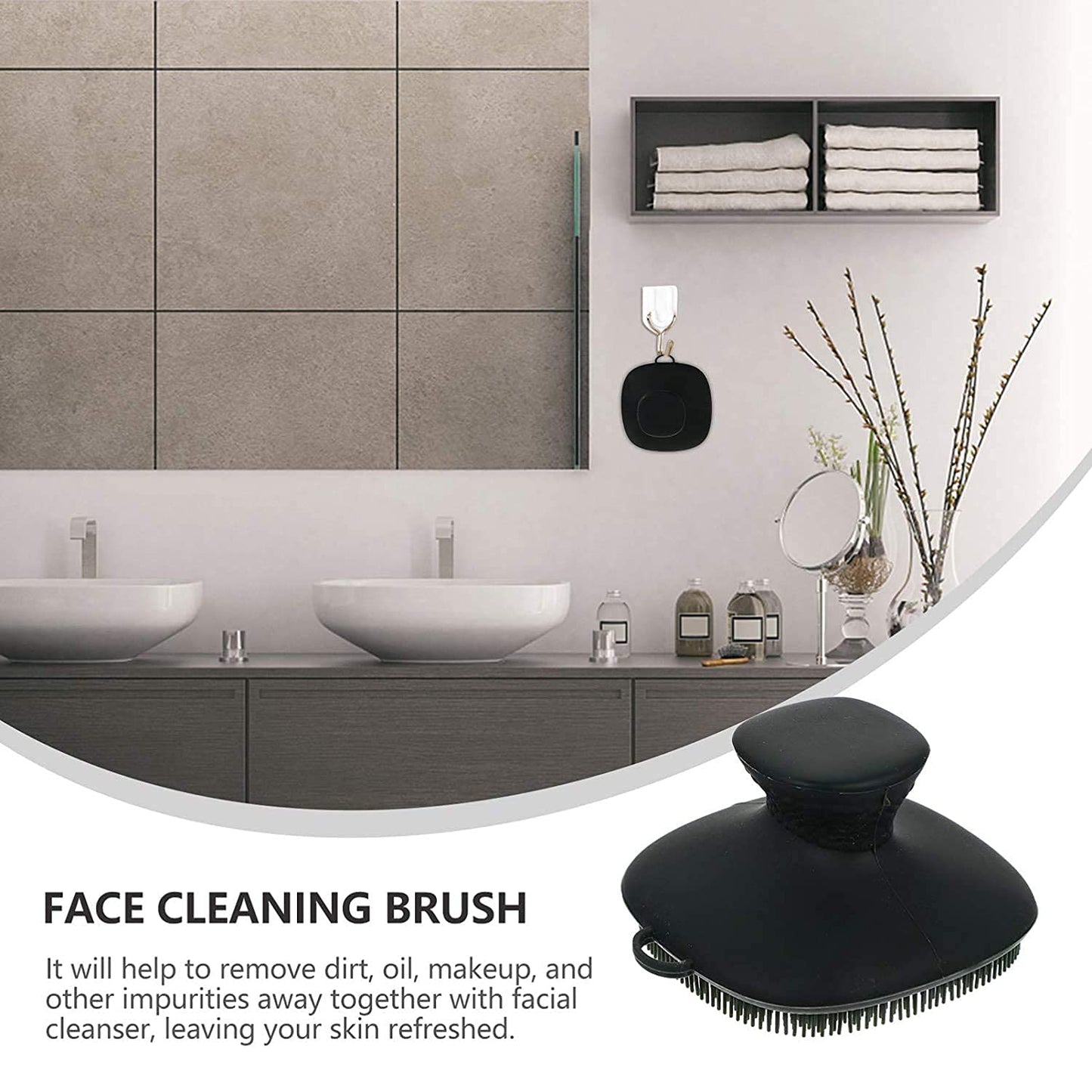 VWMYQ Face Scrubber, Silicone Face Scrubber for Men Facial Cleansing Brush Silicone Face Wash Brush Manual Waterproof Cleansing Skin Care Face Brushes for Exfoliating- Black
