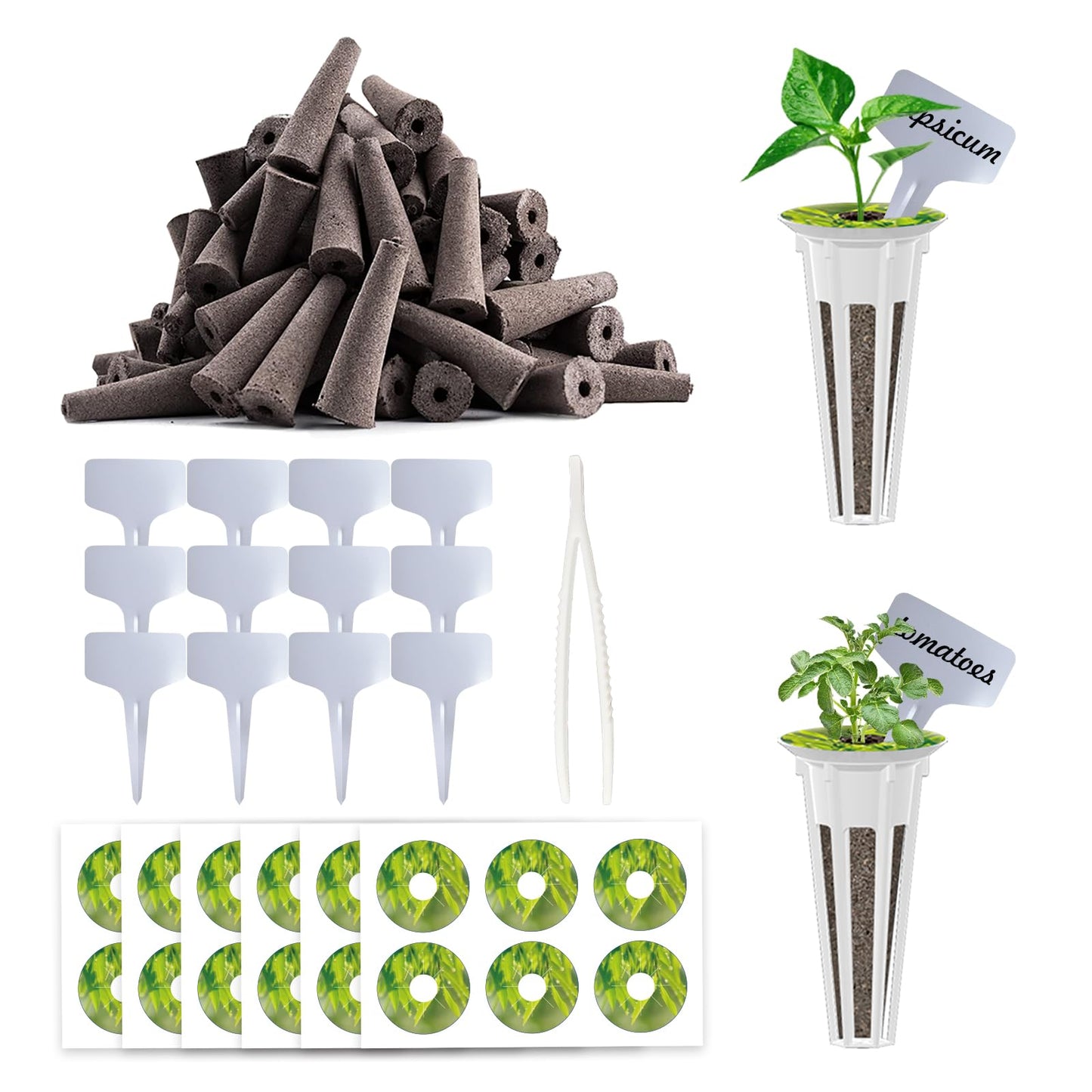 85 Pack Hydroponic Pods Supplies for Aerogarden Pods, Grow Sponges for Hydroponics, Seed Pods Kit with 36 Grow Sponges, 36 Pod Labels,12 Plant Labels, 1 Tweezer for Hydroponic Indoor Garden System