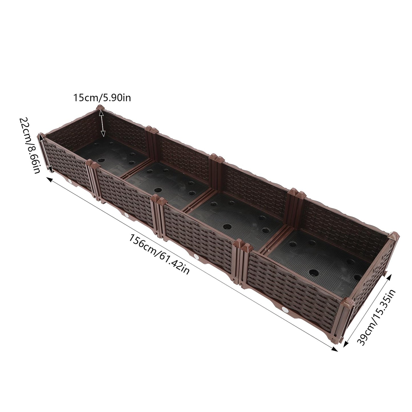 LOHISHILO Large Deepened Raised Garden Bed for Outdoor Plants,Greenhouse Planter with Drainage,Garden Boxes for Vegetables&Flowers, Balconies, Decks, Gardens, Backyards 61.42 * 15.35 * 8.66in