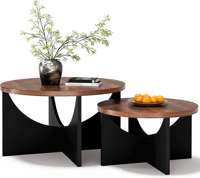 LIKIMIO Nesting Coffee Tables Set of 2, 31.5" Round Side Tables
