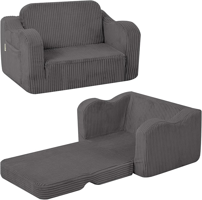 MeMoreCool Toddler Chair Comfy for 1-3 Years Old, Corduroy Kids Couch Bed Fold
