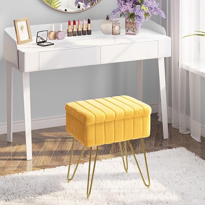 Greenstell Vanity Stool Chair Faux Fur